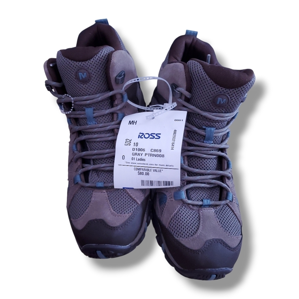 Merrell Deverta 2 Gray and Brown Waterproof Hiking Shoes Women Size 10 M Size 8 - Picture 6 of 14